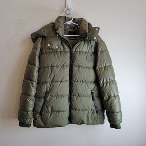 Nukutavake Olive Boys Puffer Jacket With Hood Size 10